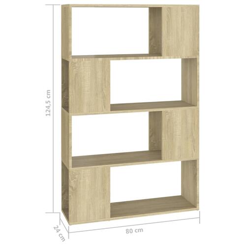 Bogreol/rumdeler 80x24x124,5 cm konstrueret træ sonoma-eg