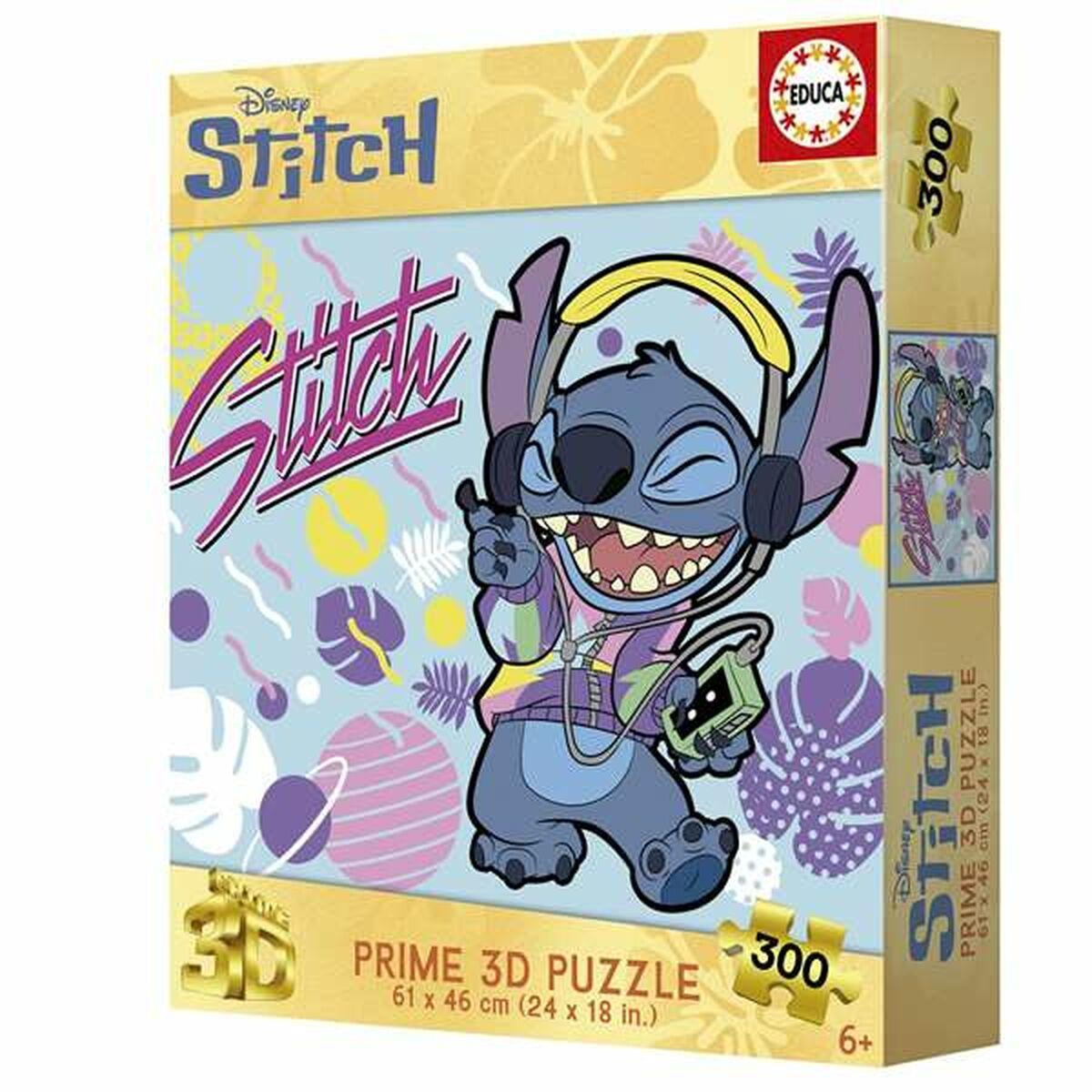 Stitch puslespil - 300 brikker, 3D-look, 61 × 46 cm