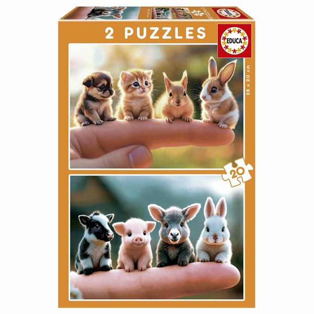 Puslespil til børn - Educa Baby Animals, 2 x 20 brikker