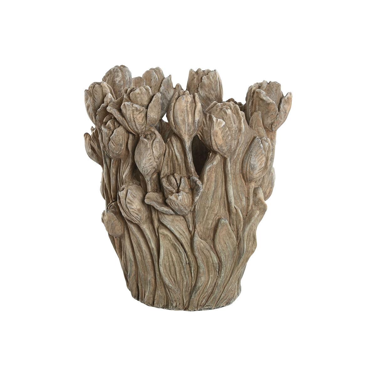 Vase i grå cement - tulipan design, 29 × 27 × 32 cm