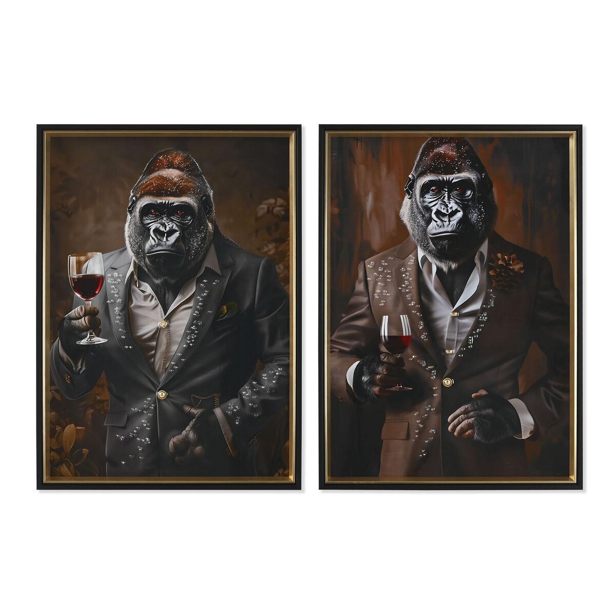 Vægmaleri på lærred - Gorilla, brun/sort, 51,5 × 71,5 cm