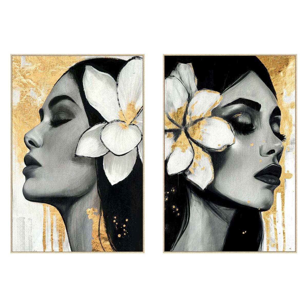 Lærredsmaleri - Glamour dame, sort/hvid/guld