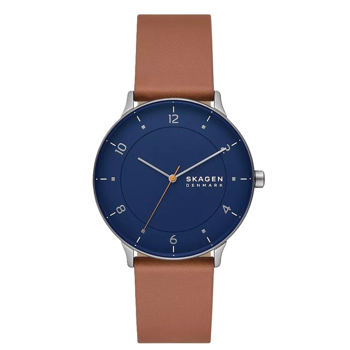 Skagen RIIS herreur 40 mm - læderrem, kvarts