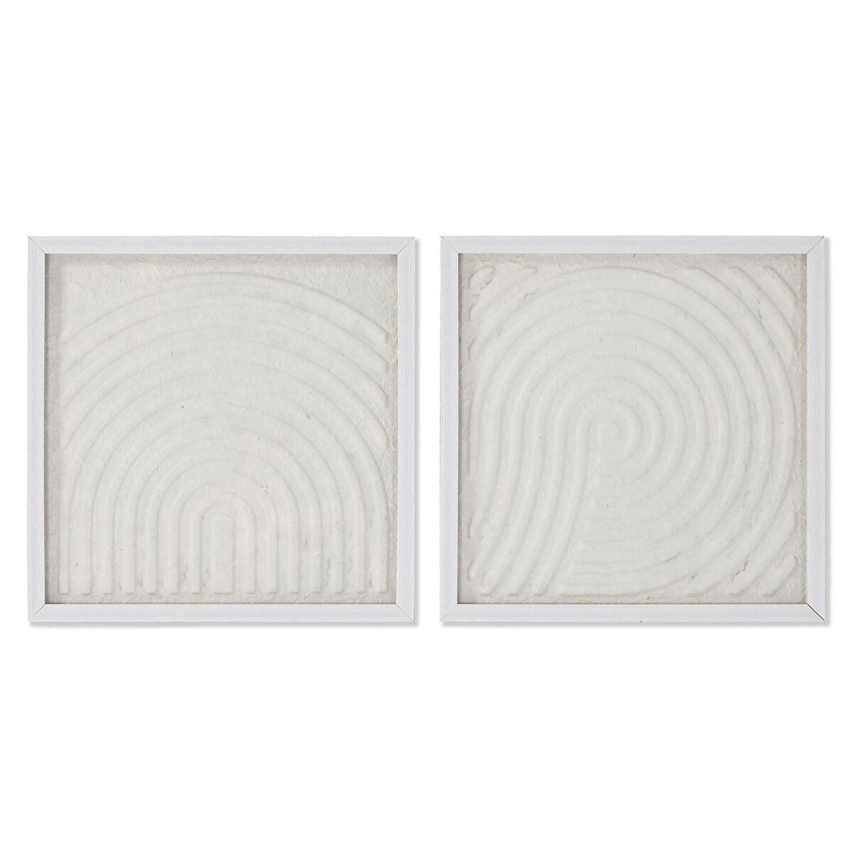 - Sæt med 2 malerier, hvid/natur, 35 × 2 × 35 cm