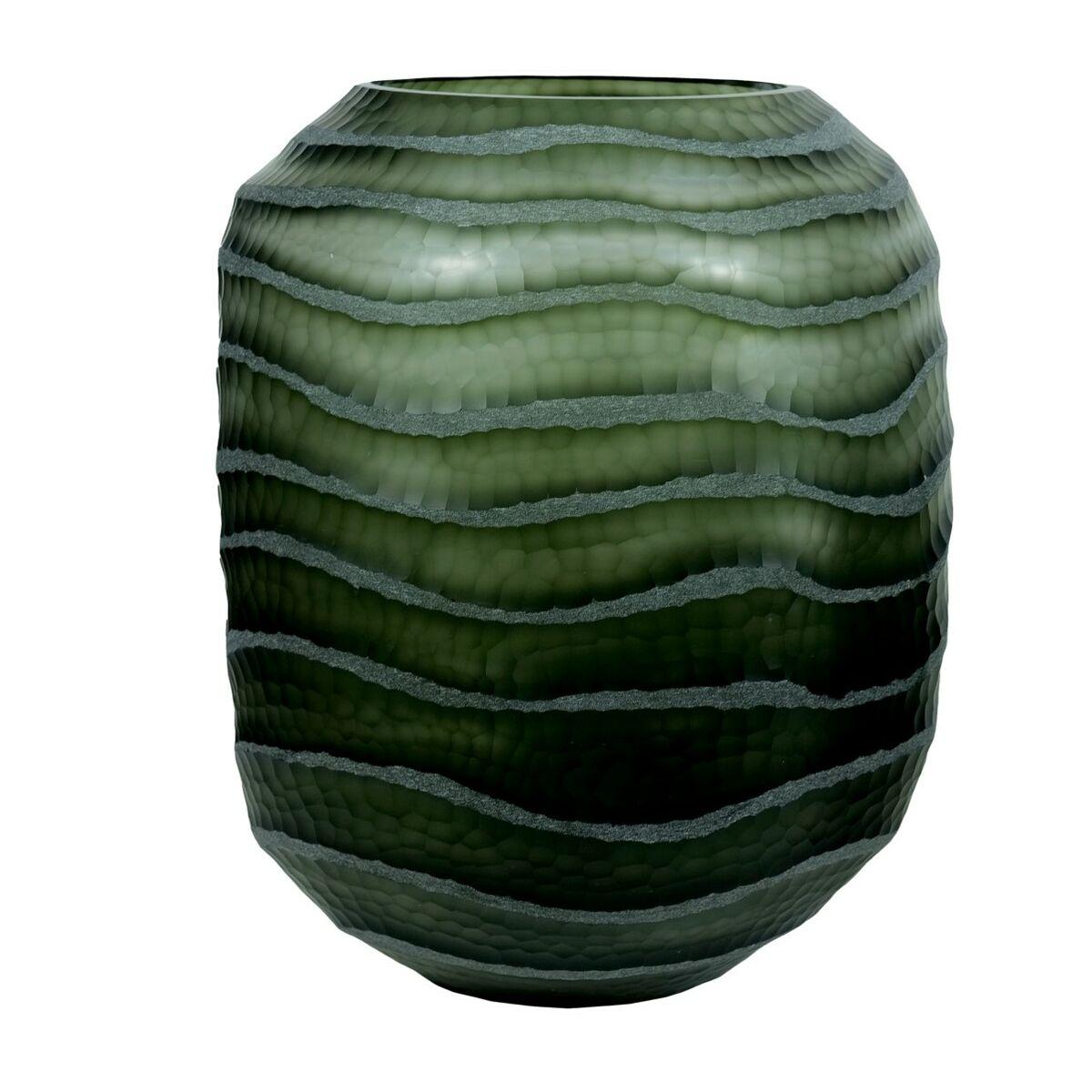 Vase - grøn krystal, moderne, 27 × 27 × 33 cm