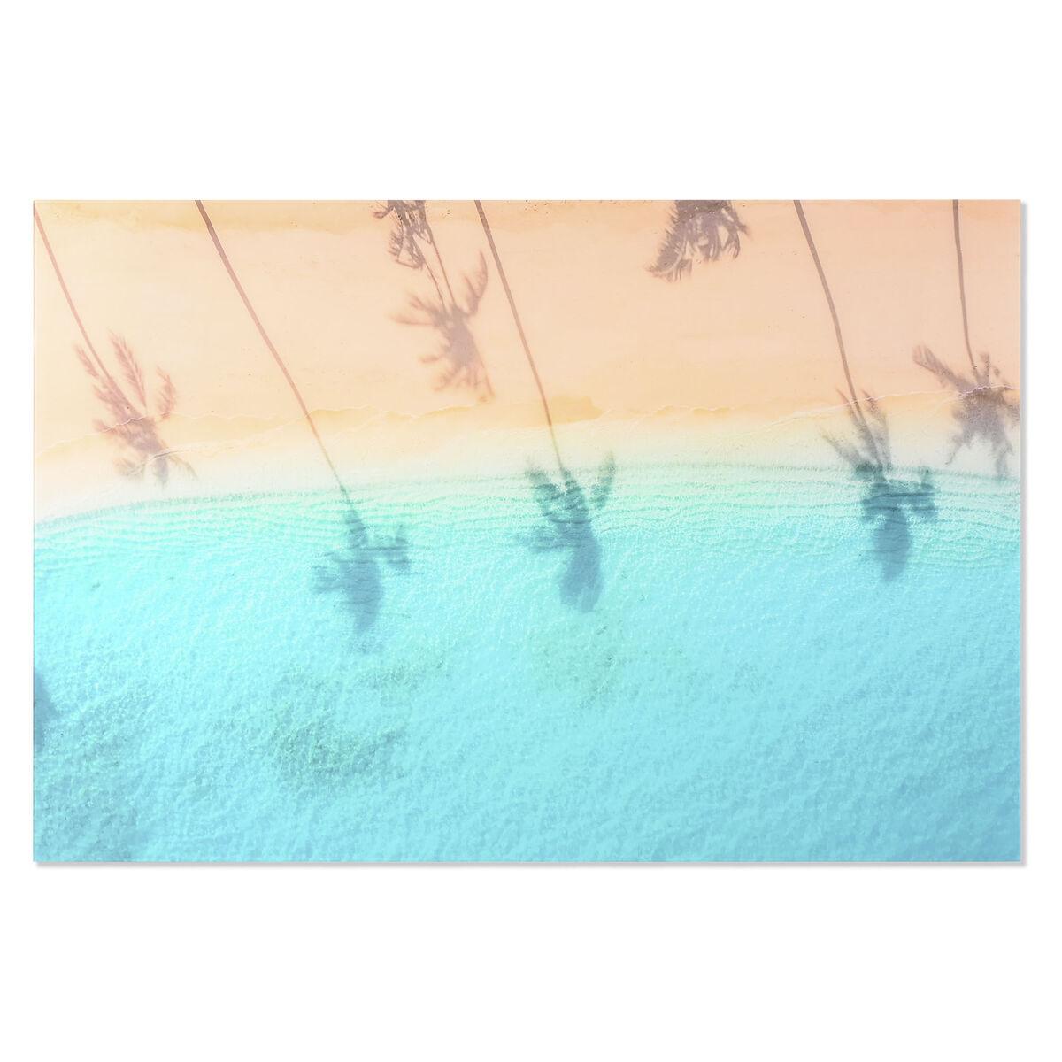 Vægmaleri i hærdet glas - blå/beige, 150 × 100 cm