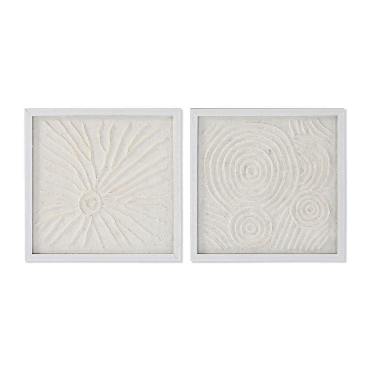 Sæt med 2 malerier - papir/krystal, hvid/natur, 35 × 2 × 35 cm
