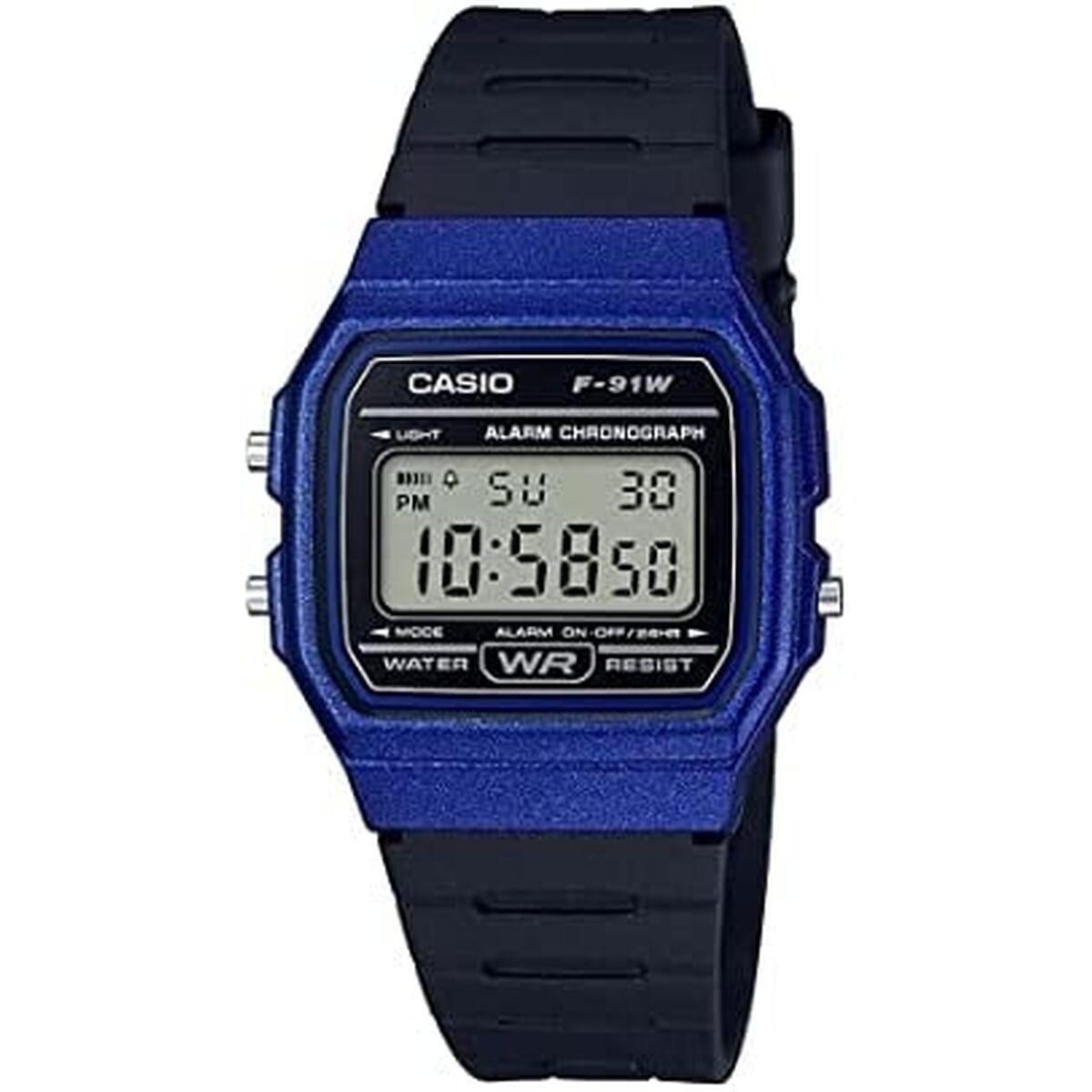 Casio Vintage herreur - sort/grå, blå rem (Ø 35 mm)