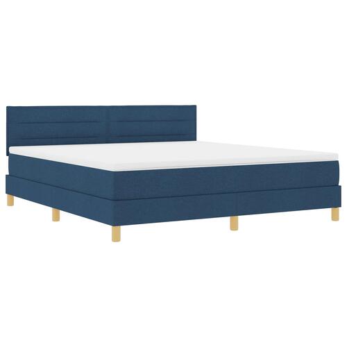 Box Spring Seng med Madras Blå 180x200 cm Stof