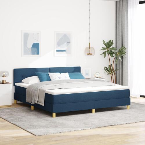 Box Spring Seng med madras Blå 180x200 cm Stof