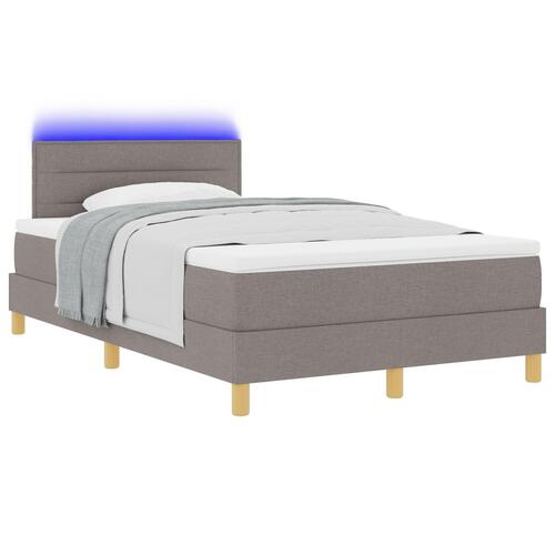 Box Spring Bed med Madras & LED Taupe 120x190 cm Stof