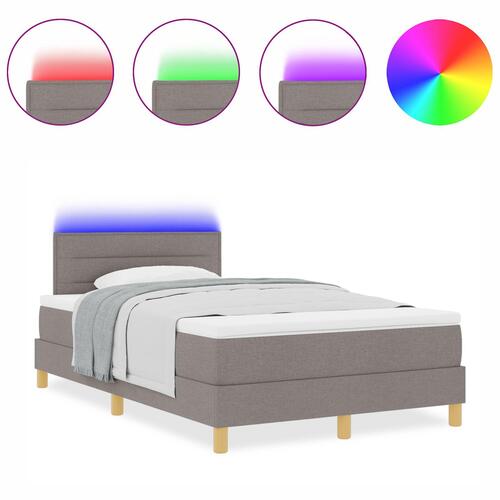 Box Spring Bed med Madras & LED Taupe 120x190 cm Stof