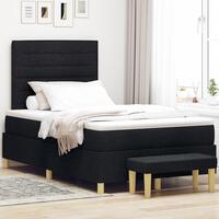 Box Spring Seng med Madras & Bænk Sort 120x190 cm Stof