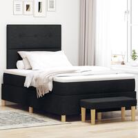 Box Spring Seng med Madras & Bænk Sort 120x190 cm Stof