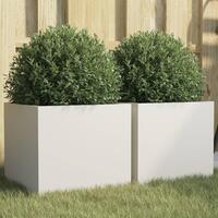 Plantekasser 2 stk. 32x30x29 cm koldvalset stål hvid