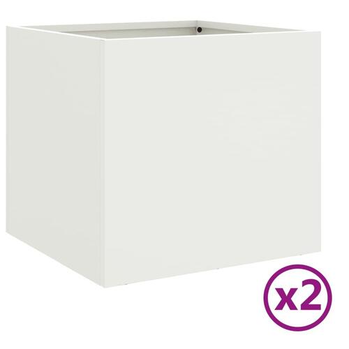 Plantekasser 2 stk. 32x30x29 cm koldvalset stål hvid (OUTLET A)