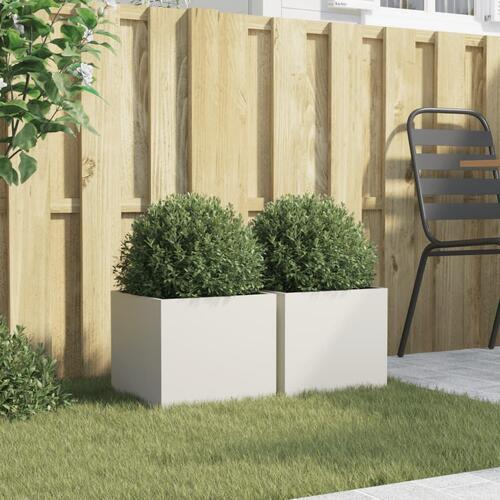 Plantekasser 2 stk. 32x30x29 cm koldvalset stål hvid (OUTLET A)