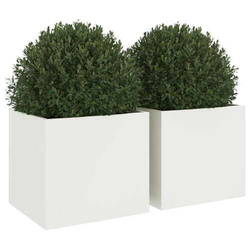 Plantekasser 2 stk. 32x30x29 cm koldvalset stål hvid (OUTLET A)