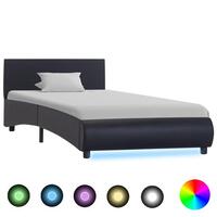 Sengestel med LED 90x200 cm kunstlæder sort