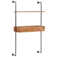 Vægmonteret skrivebord massivt akacietræ 90 x 40 x 170 cm