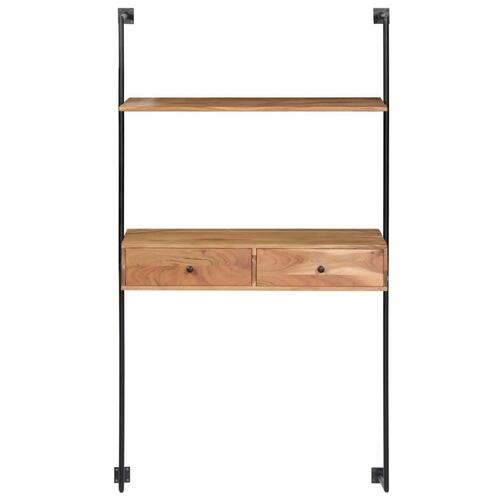 Vægmonteret skrivebord massivt akacietræ 90 x 40 x 170 cm
