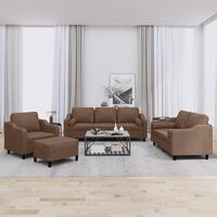 Sofasæt 4 dele med puder stof brun