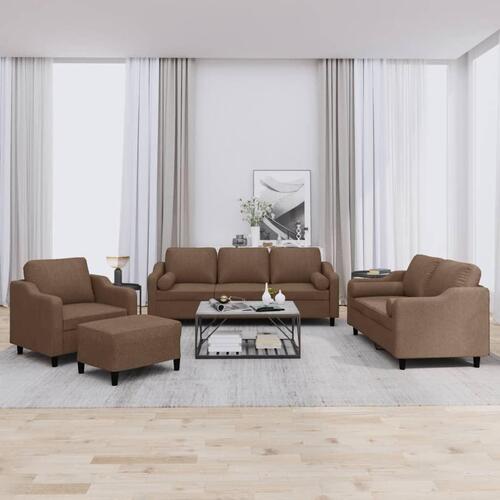 Sofasæt 4 dele med puder stof brun