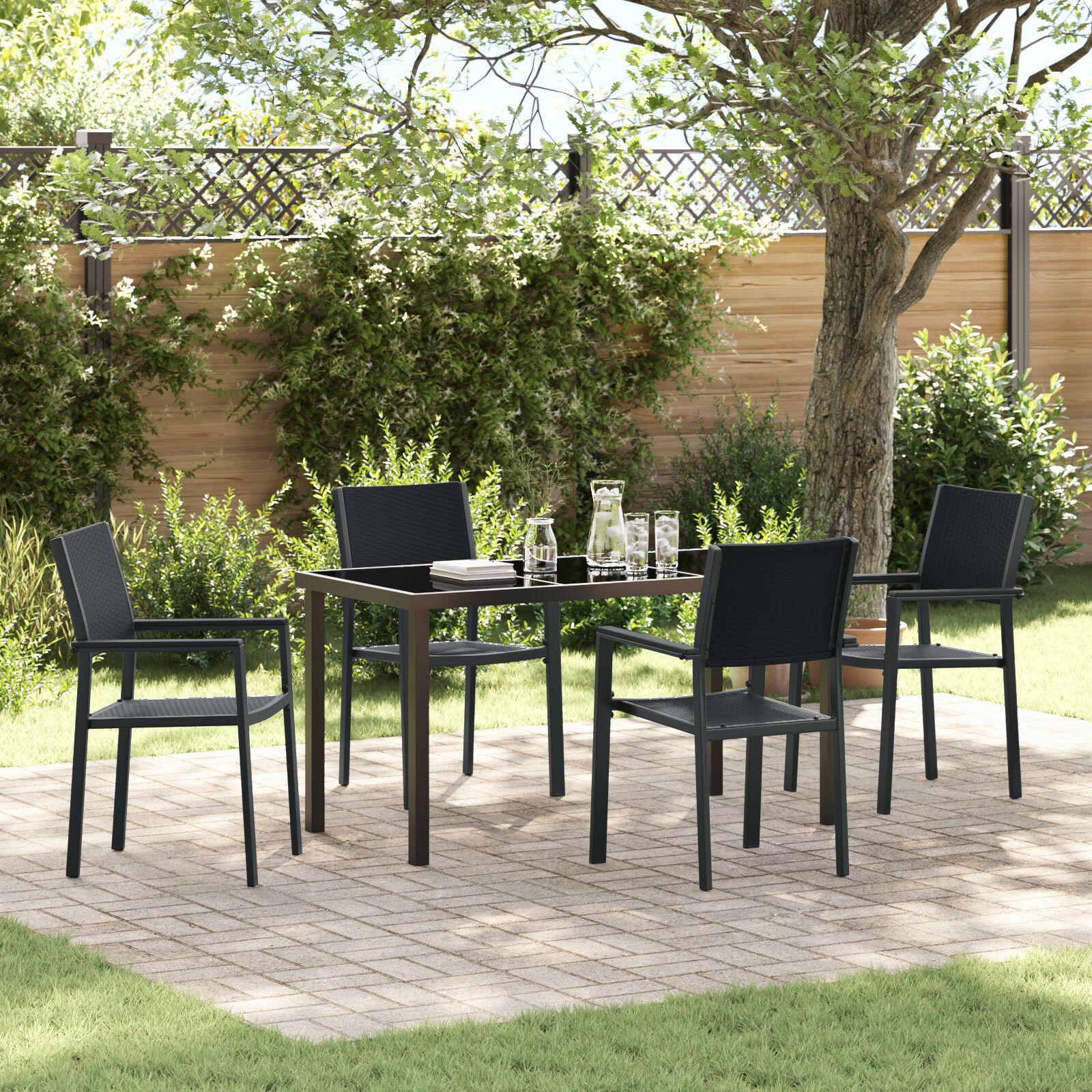 5 Personers Have Spisesæt Sort Poly Rattan