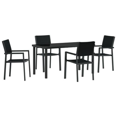 5 Personers Have Spisesæt Sort Poly Rattan