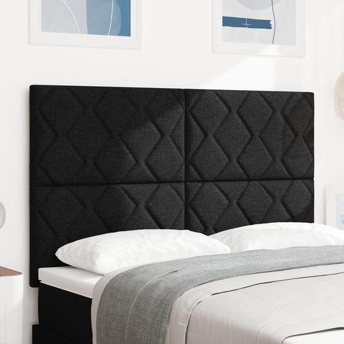 Sengegavl Diamantblok Design Sort 140 cm Stof