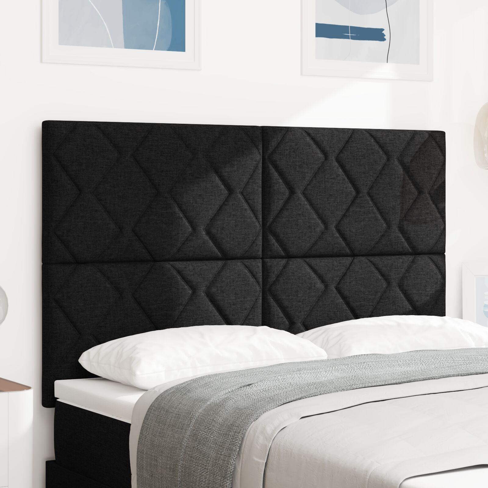 Sengegavl Diamantblok Design Sort 140 cm Stof