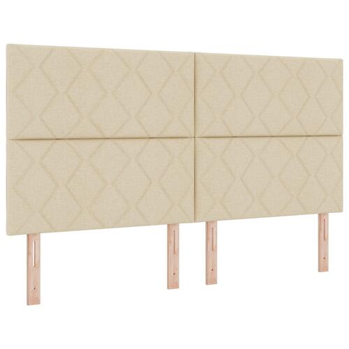 Sengegavl med diamantblokke design cremefarvet 180 cm stof