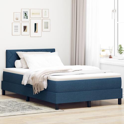 Box Spring Seng med Madras Blå 120x200 cm Stof