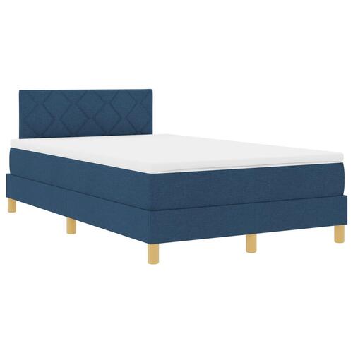 Box Spring Seng med Madras Blå 120x200 cm Stof