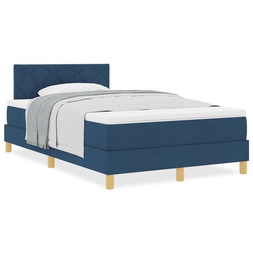 Box Spring Seng med Madras Blå 120x200 cm Stof