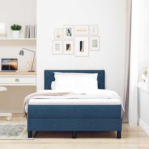 Box Spring Seng med Madras Blå 120x200 cm Stof
