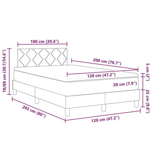 Box Spring Seng med Madras Blå 120x200 cm Stof