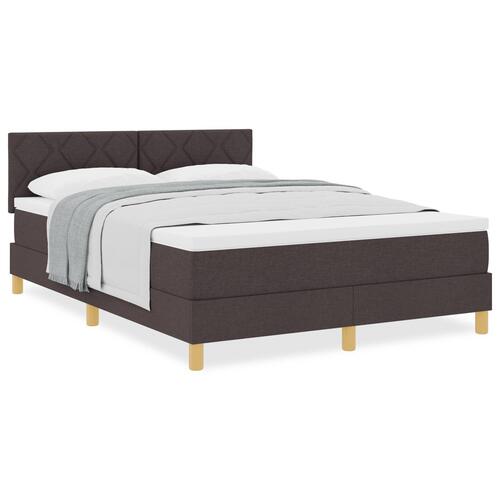 Boxspring seng med madras mørkebrun 140x200 cm stof