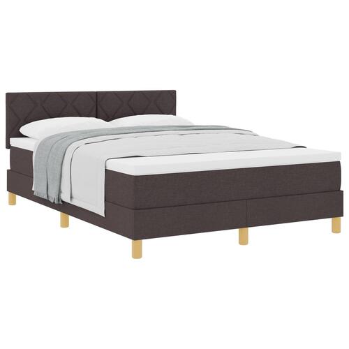 Box Spring Seng med Madras Mørkebrun 160x200 cm Stof