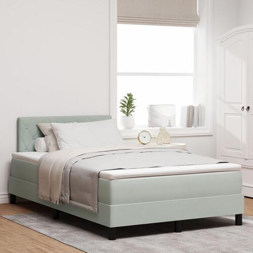 Box Spring Seng med Madras Lys Grå 120x200 cm Velour
