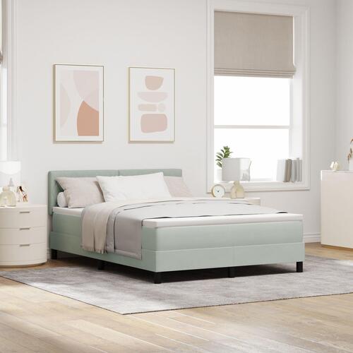 Boxspring Seng med Madras Lysegrå 160x200 cm Fløjl