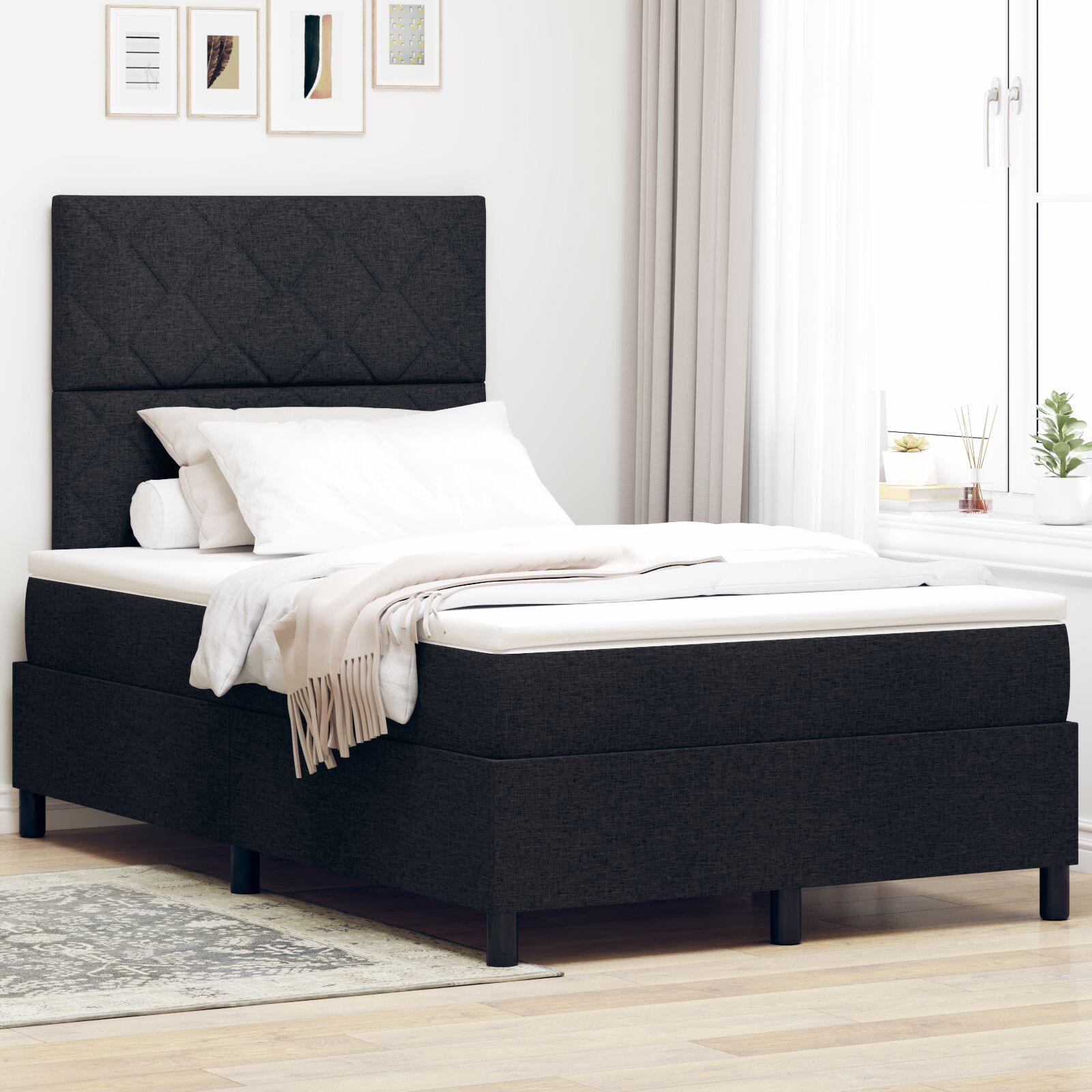 Box Spring Seng med Madras Sort Lille Dobbel Stof