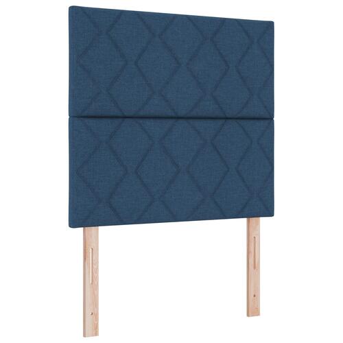Box Spring Seng med Madras Blå Lille Dobbeltseng Stof