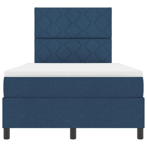 Box Spring Seng med Madras Blå Lille Dobbeltseng Stof