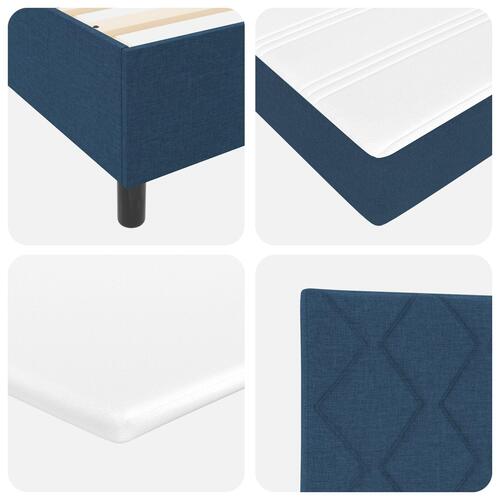 Box Spring Seng med Madras Blå Lille Dobbeltseng Stof