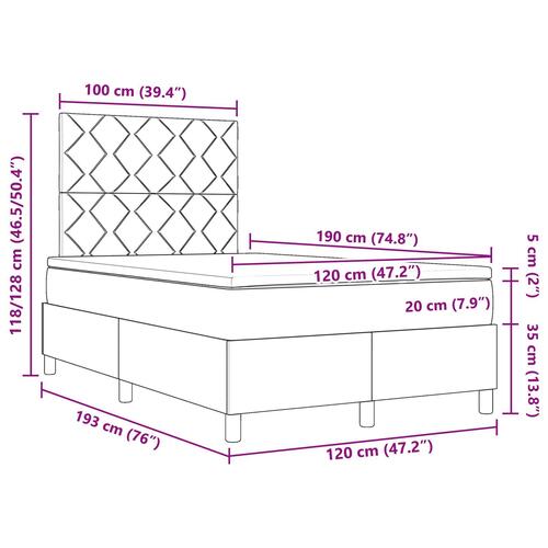 Box Spring Seng med Madras Blå Lille Dobbeltseng Stof