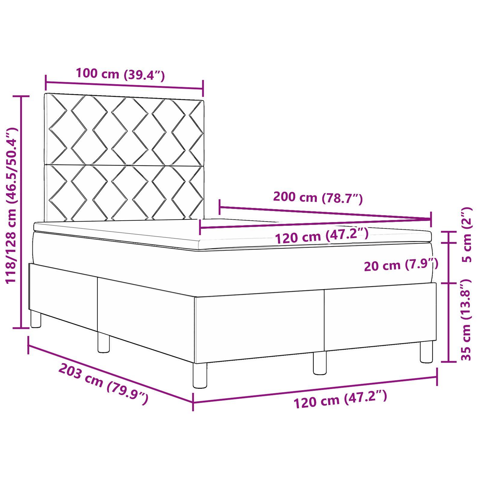 Boxspring seng med madras sort 120x200 cm stof