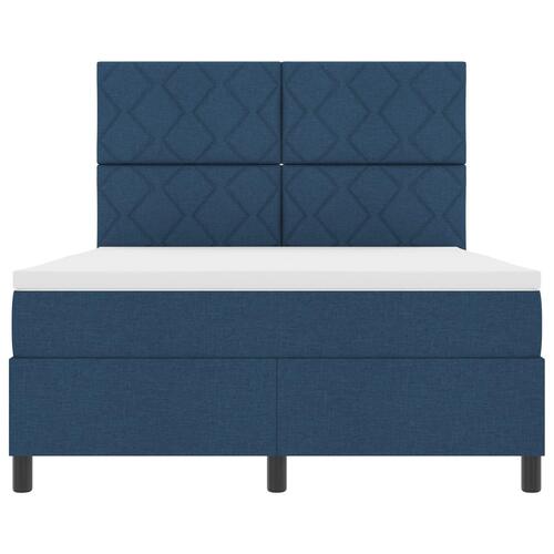 Box Spring Seng med Madras Blå 140x200 cm Stof