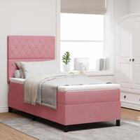 Boxspring Seng med Madras Pink 90x200 cm Fløjl