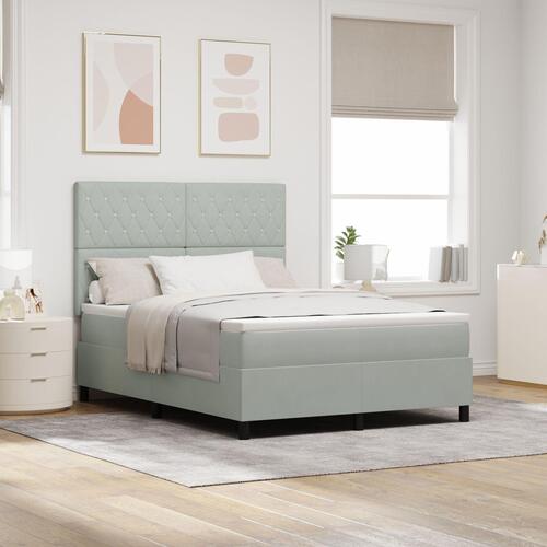 Box Spring Seng med Madras Lysegrå 160x200 cm Fløjl